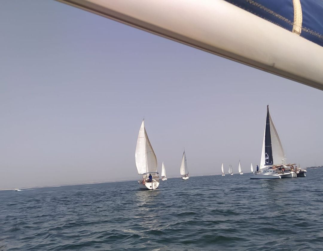 Medio centenar de veleros participan en una regata para pedir soluciones al deterioro del Mar Menor 