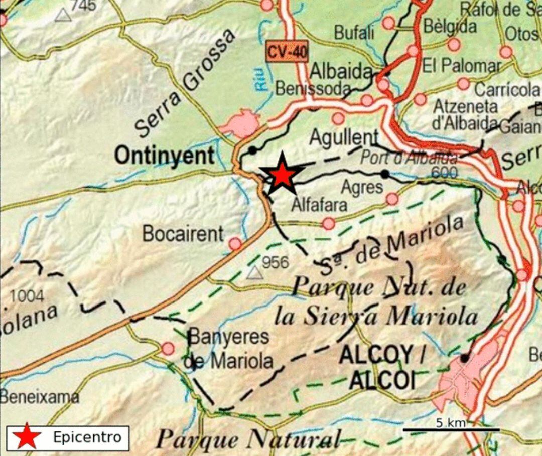 El terremoto en Alfafara se registró al noroeste del término municipal.