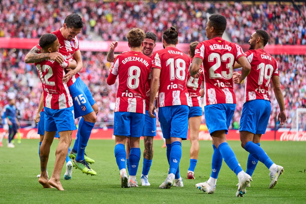 Los jugadores del Atlético celebran un gol ante el Espanyol.