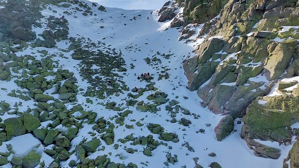 Zona del accidente con los montañeros heridos