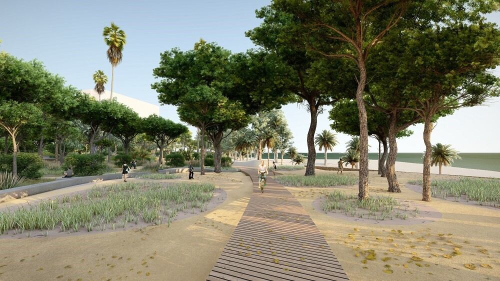 Proyección de cómo quedará la playa de la Almadraba de Alicante tras su urbanización