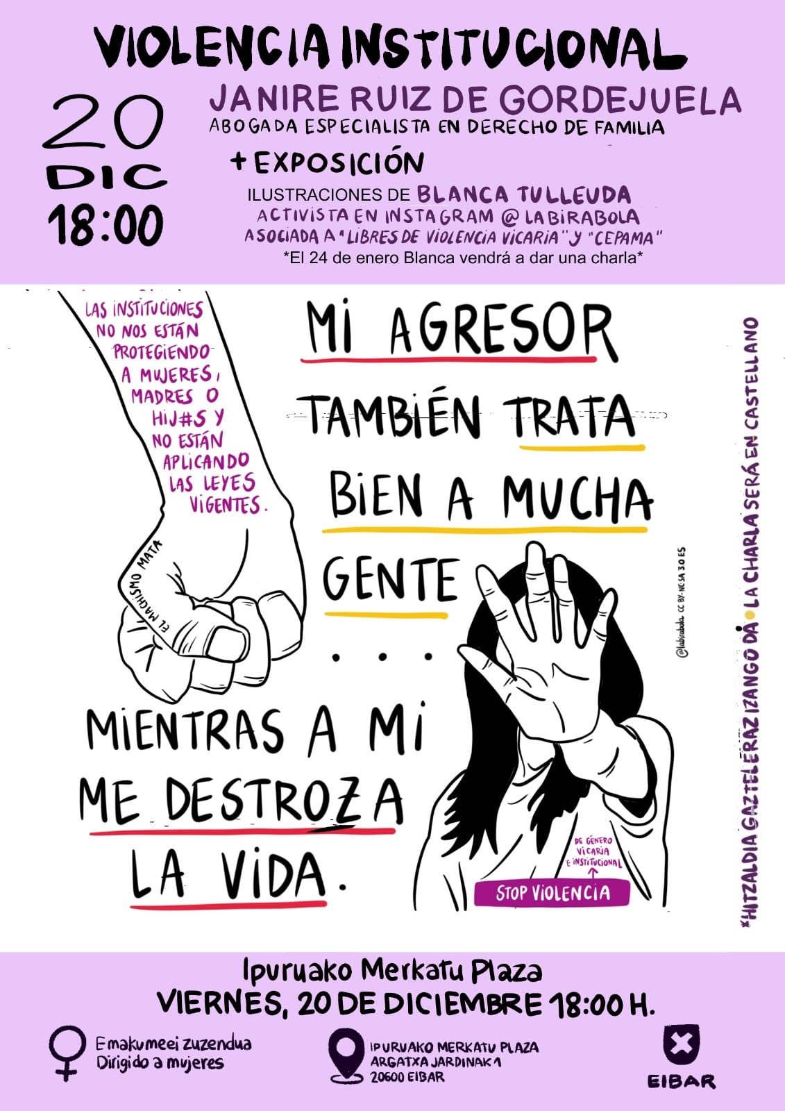 Charla contra la Violencia Institucional en Ipuruako Merkatu Plaza de Eibar