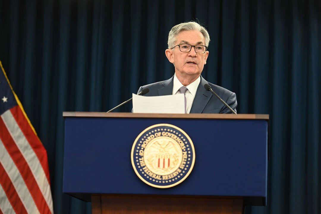 El presidente de la Fed, Jerome Powell, en una rueda de prensa