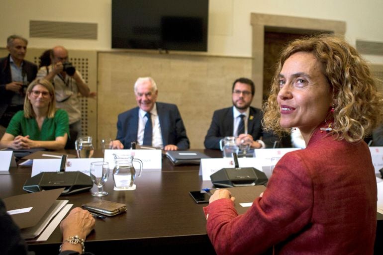 La ministra de Política Territorial y Función Pública, Meritxell Batet, durante la primera reunión de la Comisión bilateral Estado-Generalitat desde 2011, que tiene lugar esta tarde en el Palau de la Generalitat, en Barcelona. 