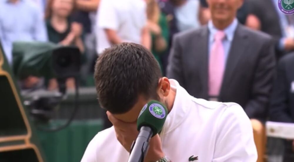 Djokovic durante su discurso en Wimbledon