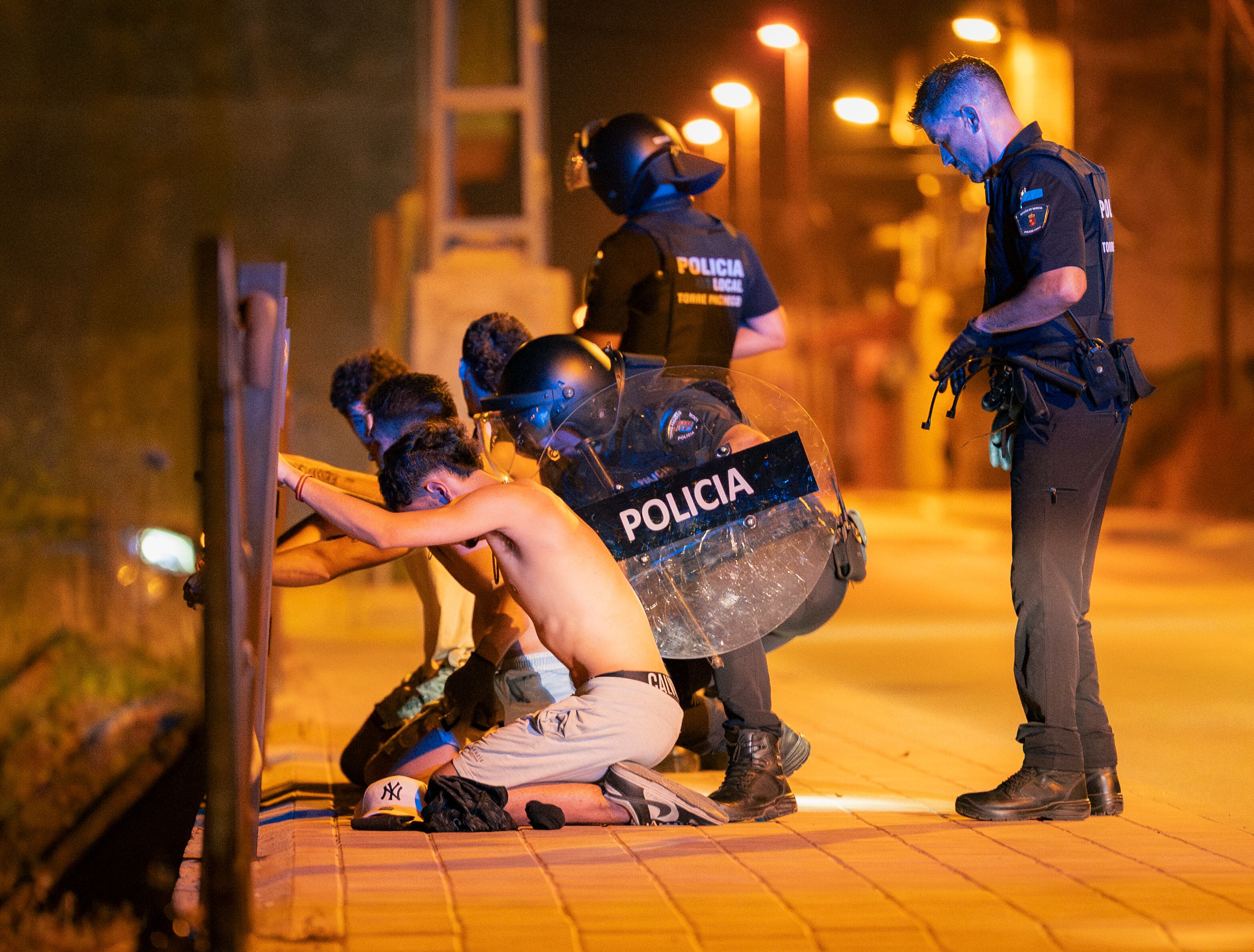Actuación policial durante una de las noches de 'cacería' racista en Torre-Pacheco