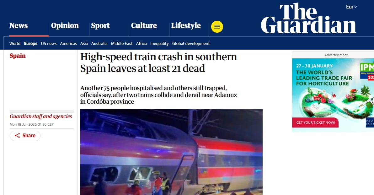 El diario The Guardian abre con el suceso.