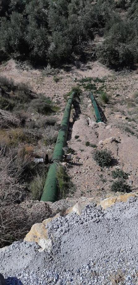 Tuberias actuales que discurren por le Barranco de la Canal