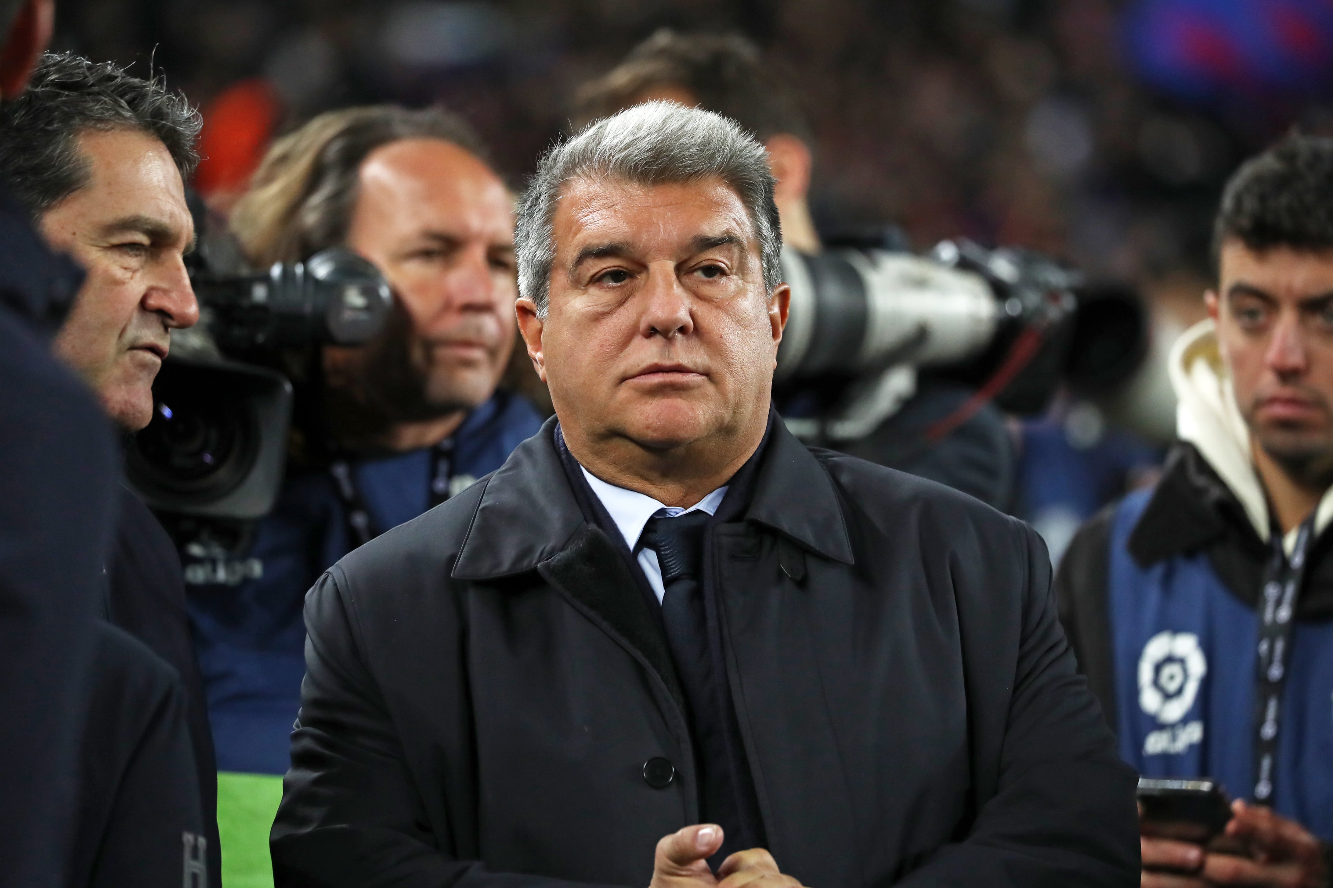 Joan Laporta durante un partido del FC Barcelona en el Camp Nou