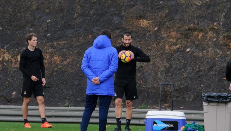 Agirretxe durante un entrenamiento de esta temporada en Zubieta