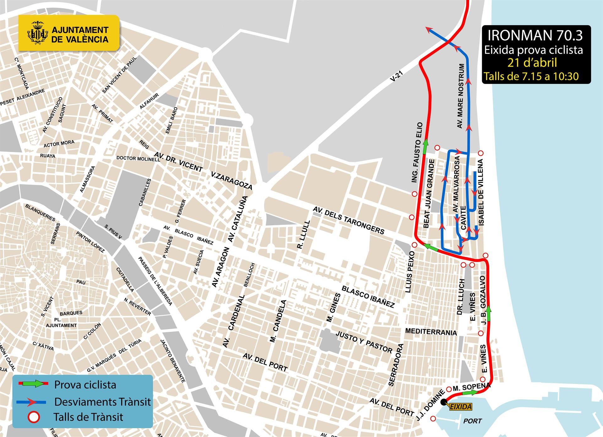 Cortes al tráfico y restricciones de estacionamiento este fin de semana en la ciudad por el Ironman 70.3