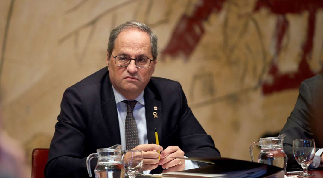 Torra durante la reunión del ejecutivo catalán que se reúne tras la orden de inhabilitación