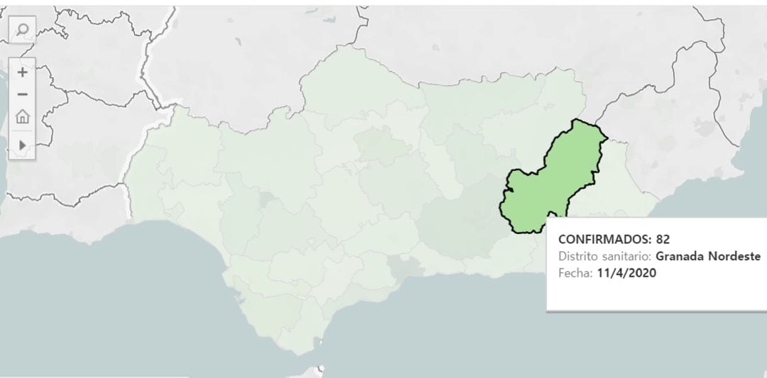 Guadix - Baza - Huéscar de las comarcas de Andalucía con menos afectados.