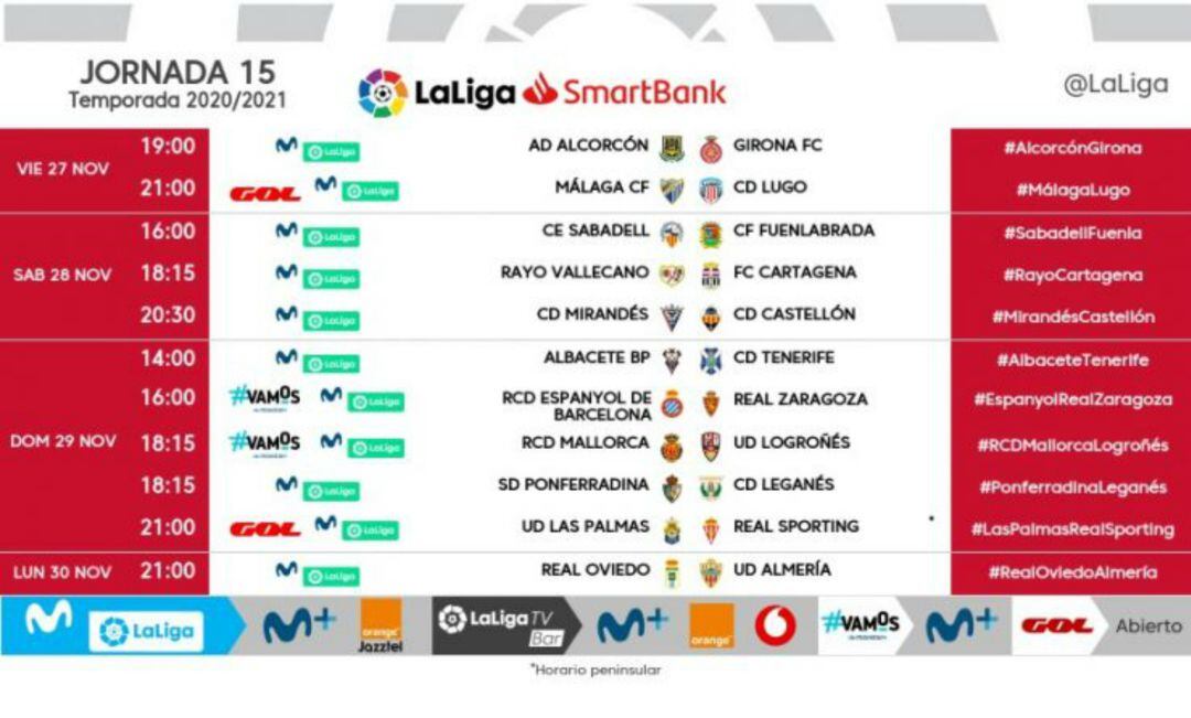 Así anunció LaLiga los horarios de la jornada 15