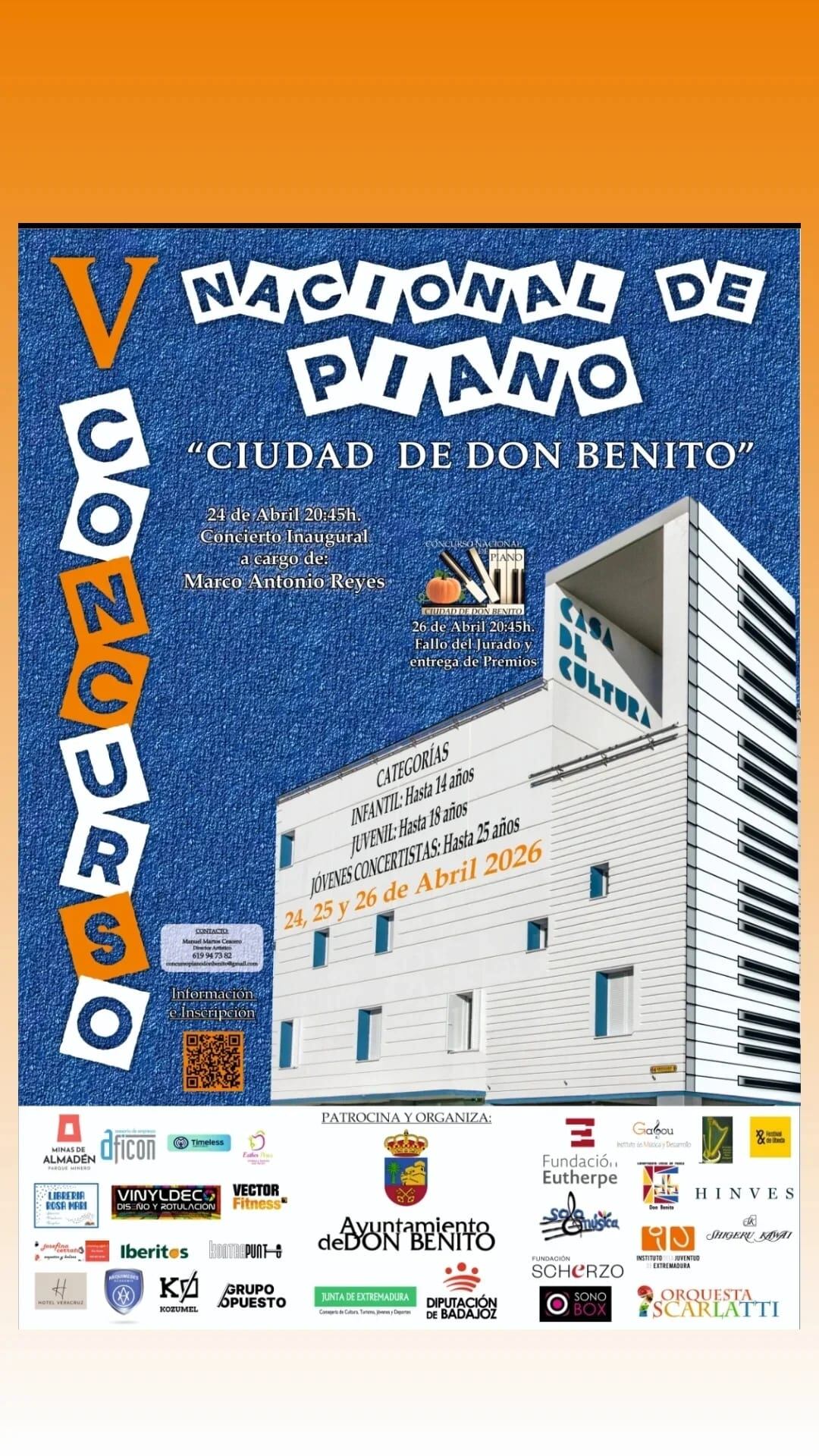 El V Concurso Nacional de Piano “Ciudad de Don Benito” reunirá a más de un centenar de jóvenes pianistas de toda España