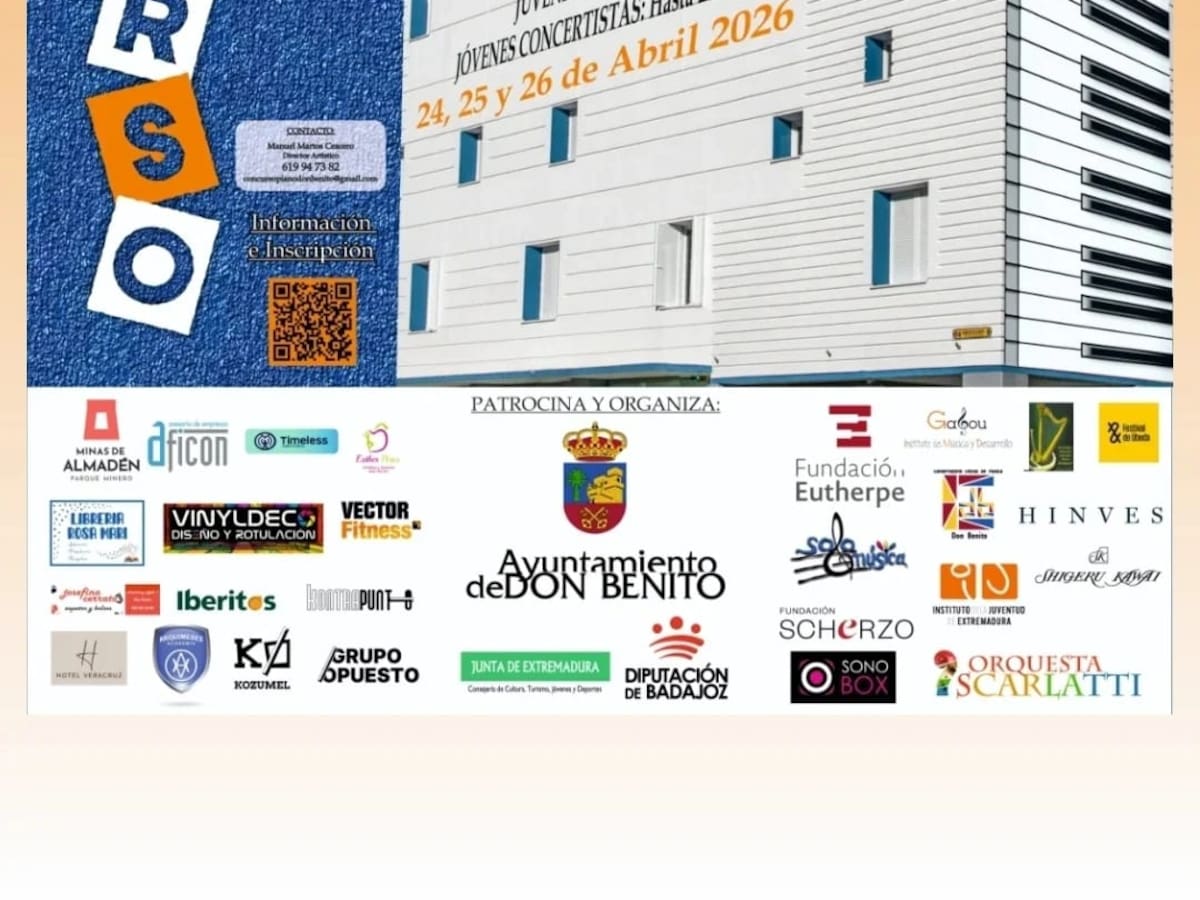 El V Concurso Nacional de Piano “Ciudad de Don Benito” reunirá a más de un centenar de jóvenes pianistas de toda España