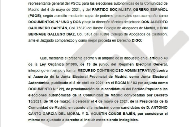 Consulta el documento completo al que ha accedido la SER.