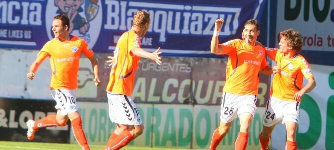Samuel celebra el gol conseguido ante la Ponferradina