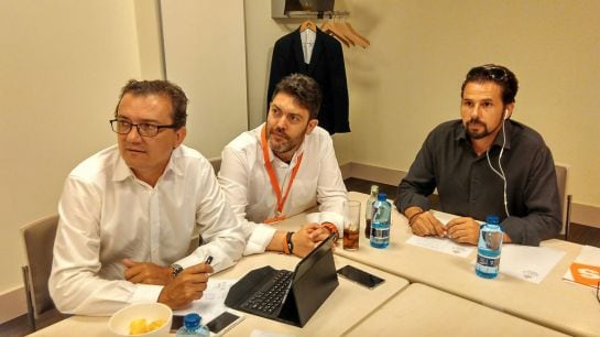 La sede de Ciudadanos durante el recuento de los votos.