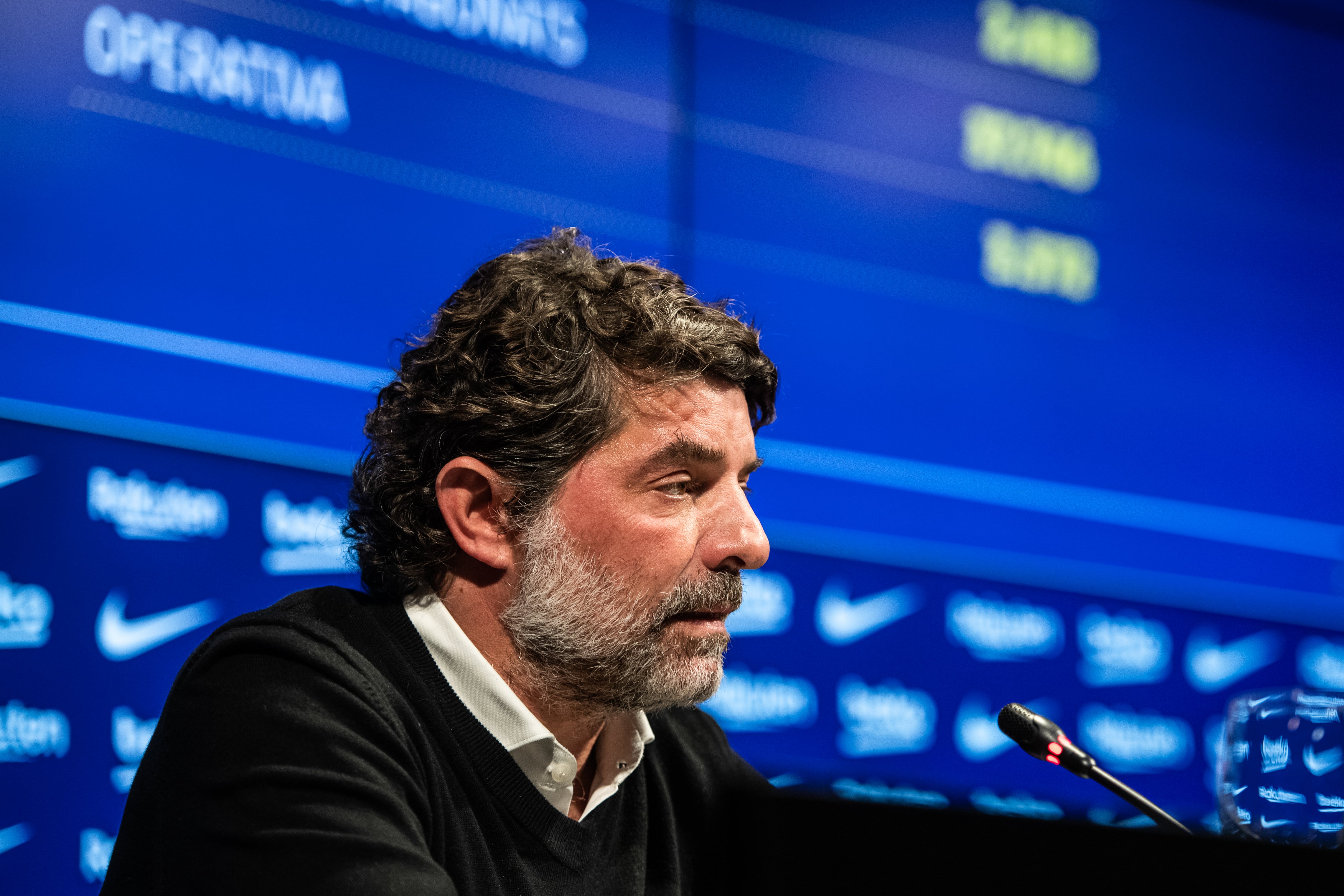 Juli Guiu, durante una rueda de prensa con el FC Barcelona