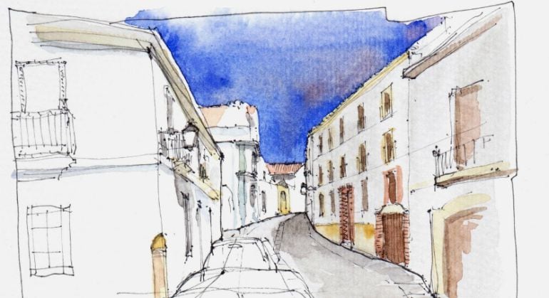Acuarela de la Plaza Séneca.
