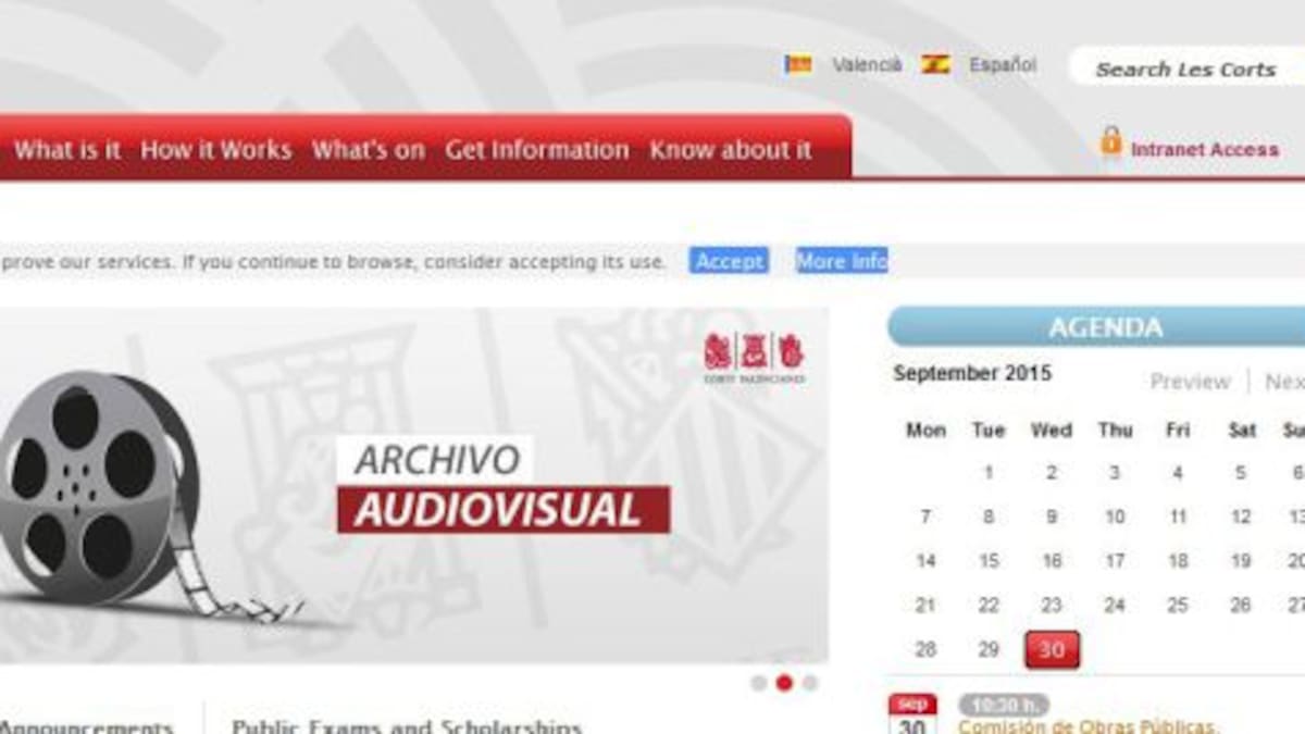 La web de Les Corts suspende 'el oral' de inglés
