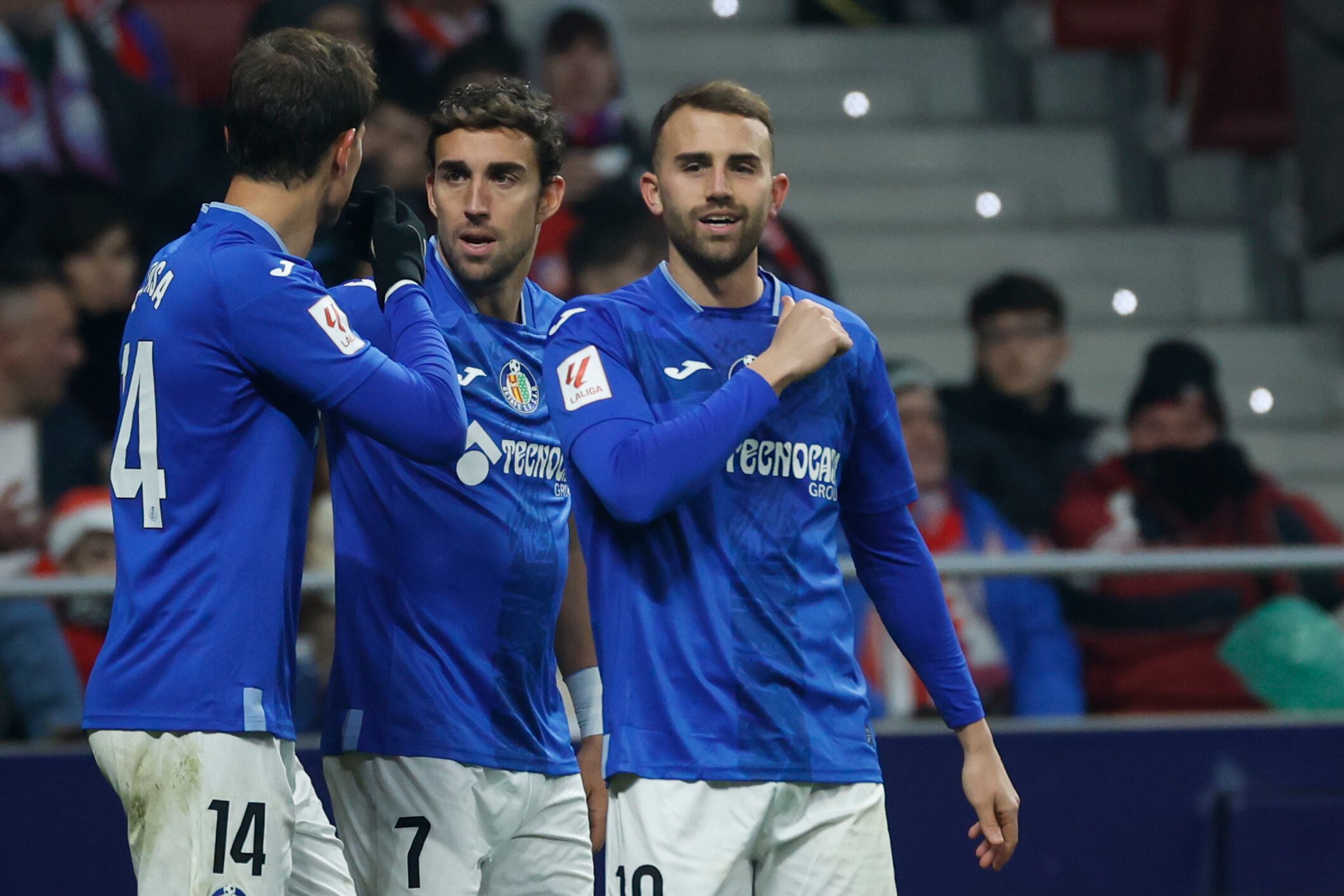 El delantero del Getafe CF Borja Mayoral celebra su gol.