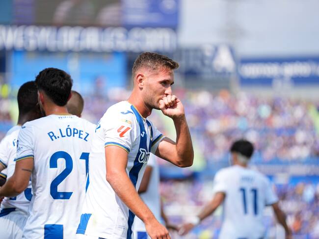 Jorge Sáenz celebra un gol con el CD Leganés. (Oscar J. Barroso/Europa Press via Getty Images)