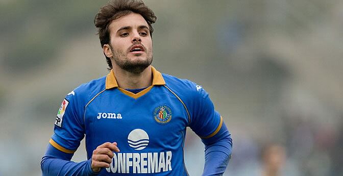 Pedro León, durante un partido con el Getafe