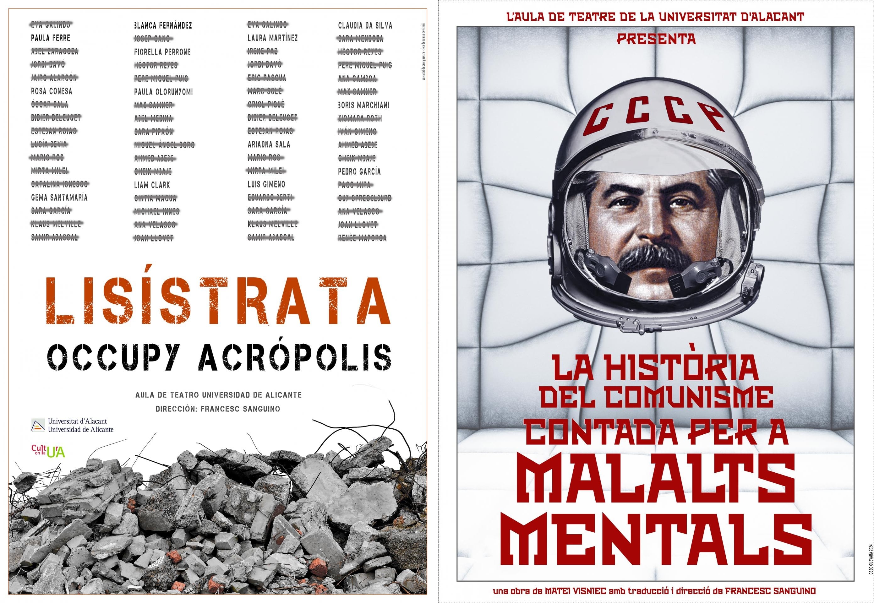 Aula de Teatro de la UA: “Lisístrata. Occupy Acropolis” y “La historia del comunisme contada per a malalts mentals”