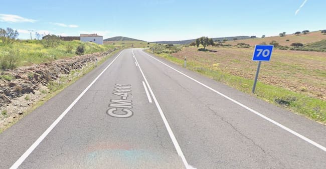 Carretera 4111 km 57 donde ha ocurrido el siniestro en Viso del Marqués