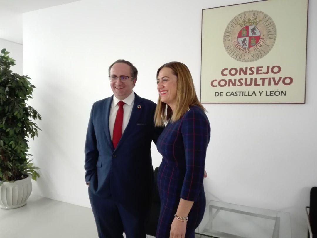 Ignacio Molina de la Torre, Comisionado del Gobierno frente al reto demográfico, junto a la portavoz del PSOE en las Cortes de Castilla y León, Virgina Barcones