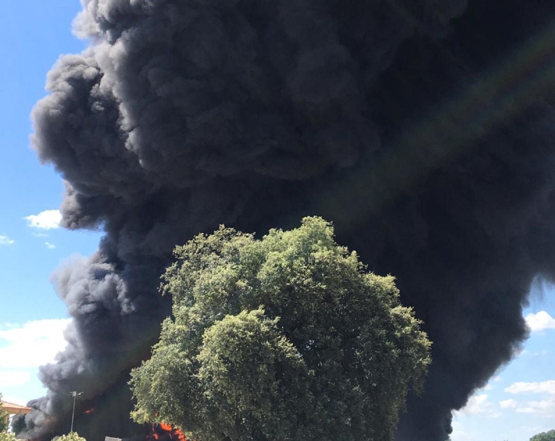 El incendio en Espeluy ha provocado una gran humareda que puede verse en kilómetros a la redonda