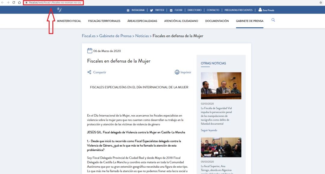 Imagen de la página web de la Fiscalía