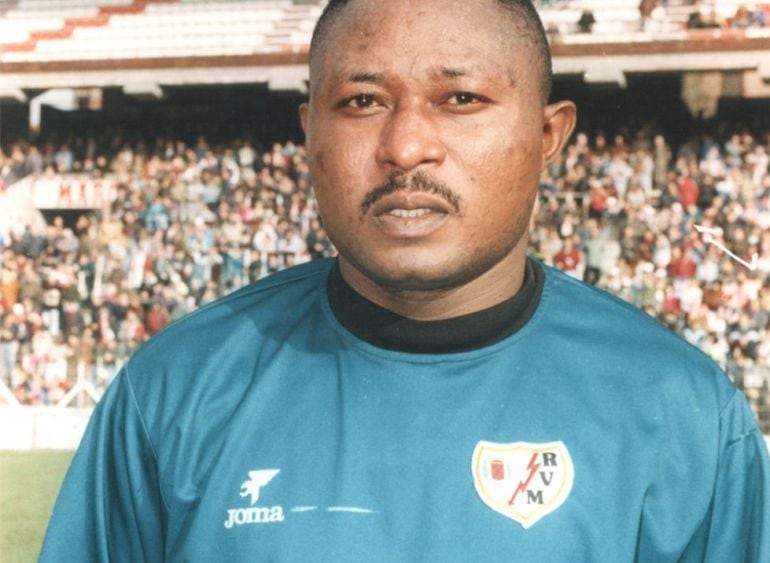 Wilfred Agbonavbare, durante un partido con el Rayo