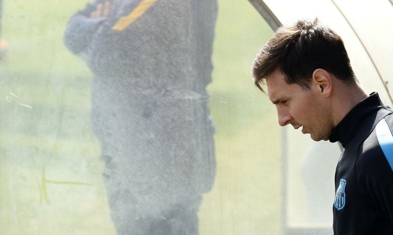 Leo Messi, en un entrenamiento del F.C. Barcelona.