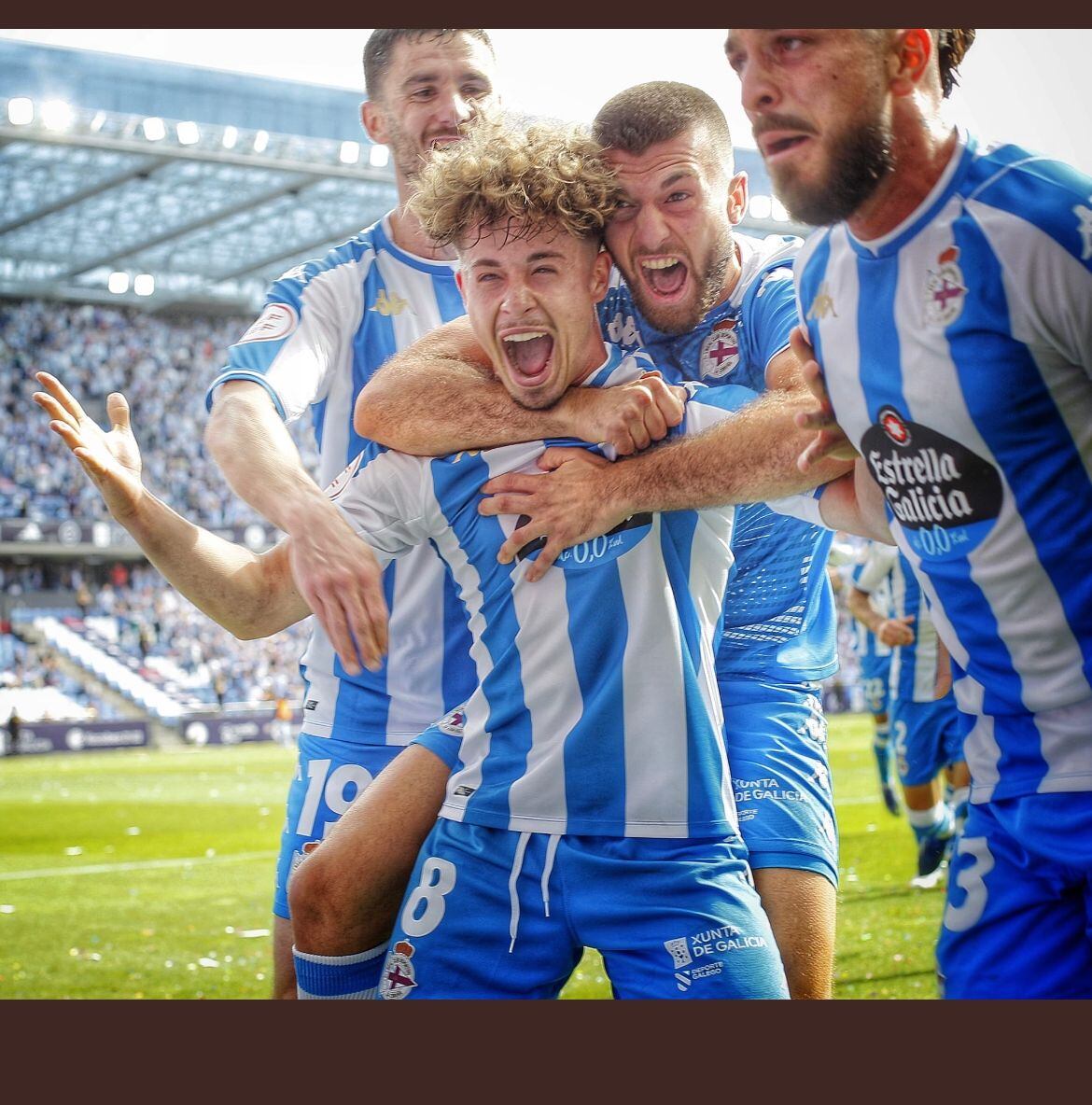 Mario Soriano celebra un gol con el Deportivo. Foto RFEF
