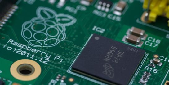 Detalle del chip de la Raspberry Pi