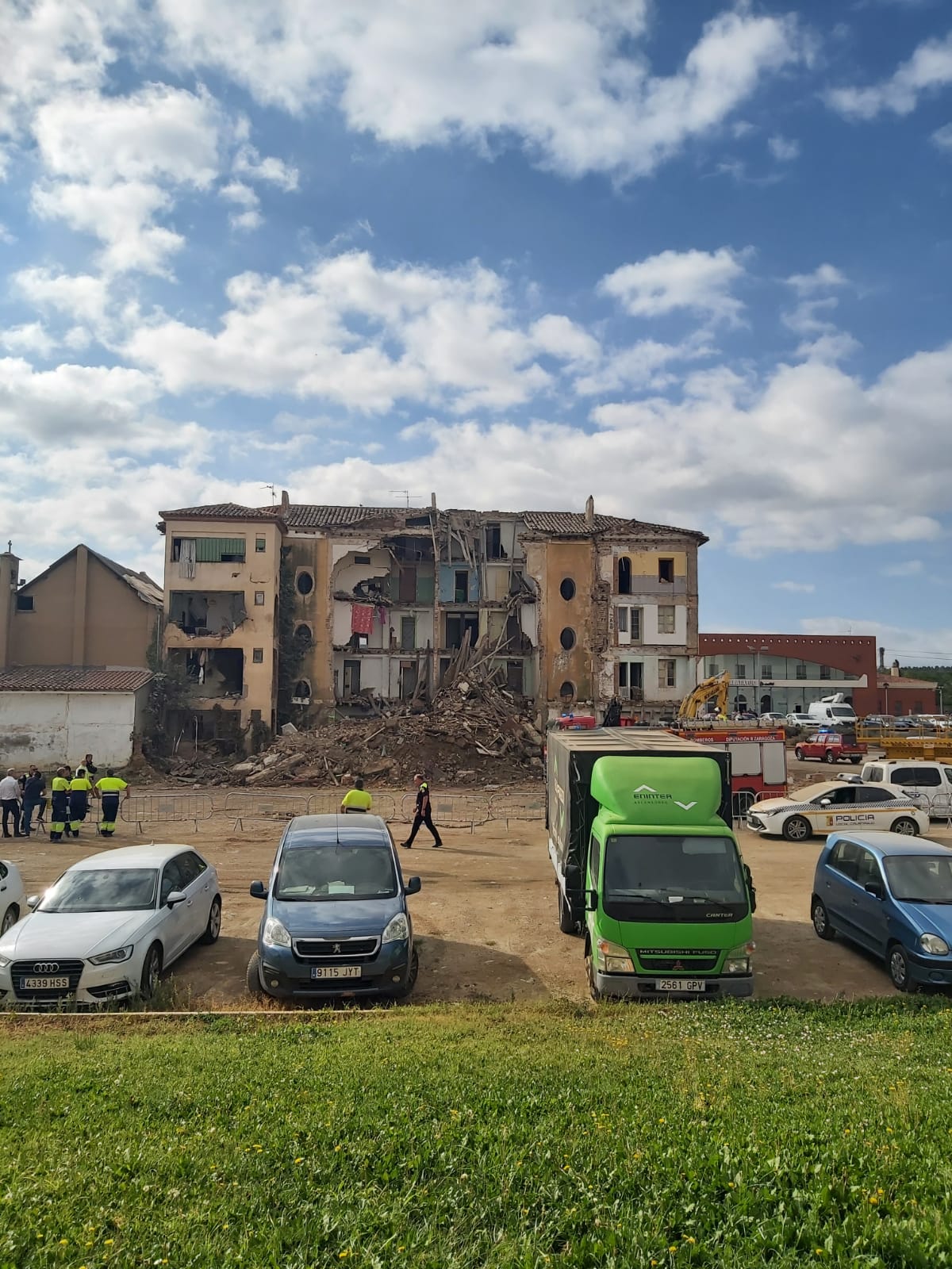 El accidente mortal laboral se producía durante las labores de demolición de este edificio de Calatayud