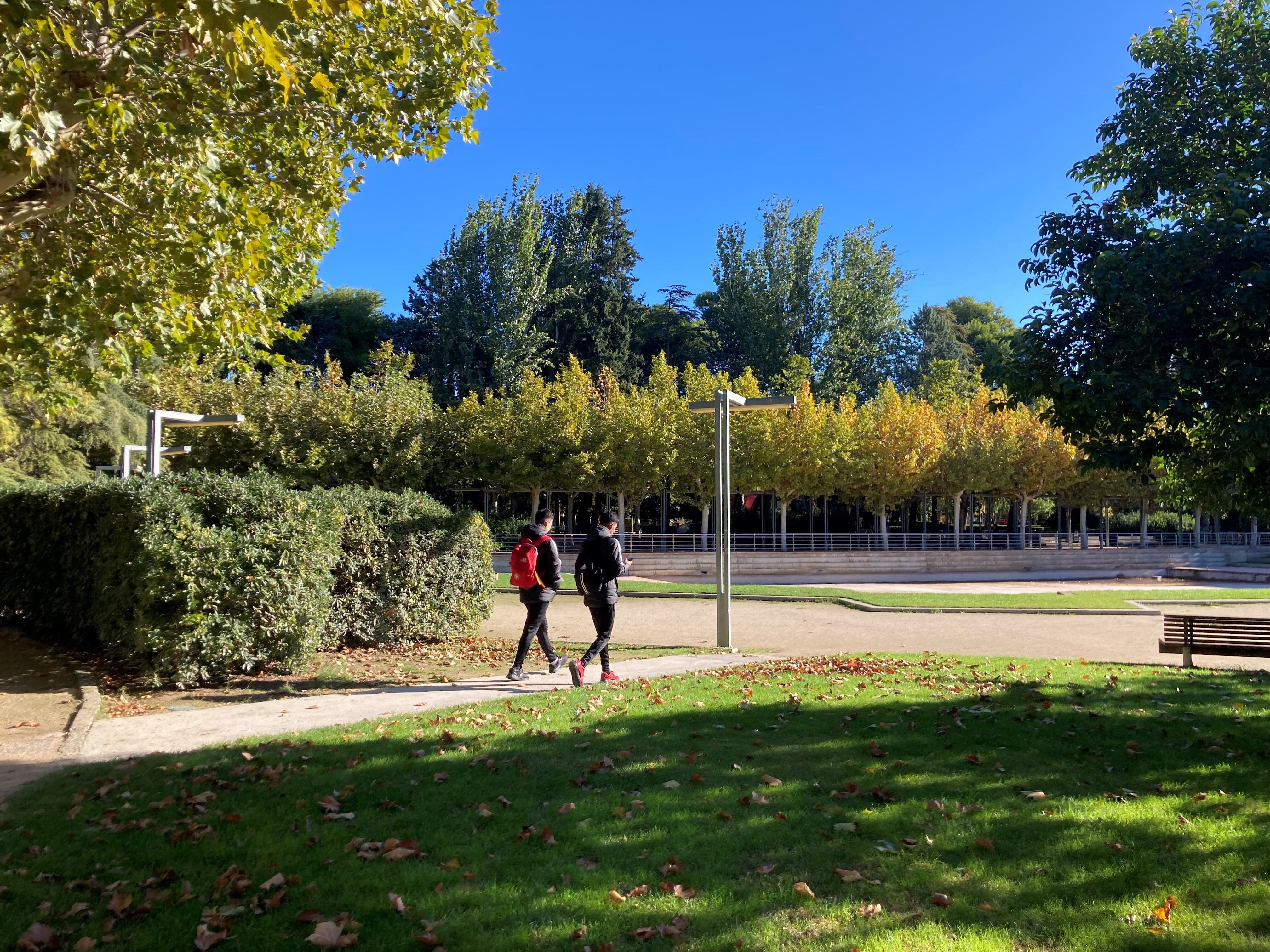 Los viandantes ya podían pasar este lunes de nuevo por el parque Miguel Servet