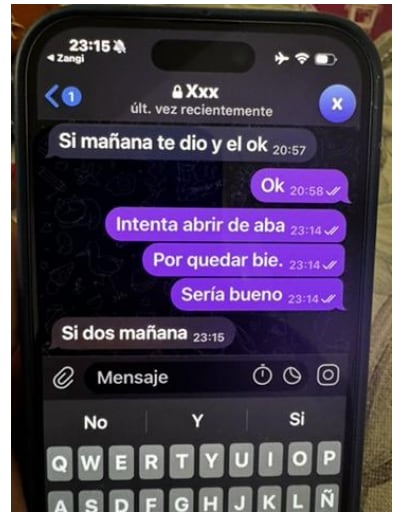 Captura de pantalla del móvil del líder de la trama, Ignacio Torán, en una conversación con el exjefe de la UDEF