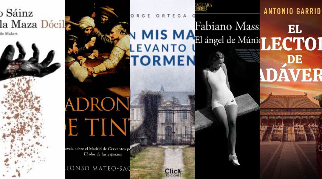 Detalles de la portada de los libros finalistas al XI Premio Tormo Negro Masfarné que entrega anualmente el club de lectura de novela negra Las Casas Ahorcadas de Cuenca.