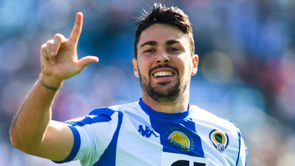 Alvarito celebra el único gol del partido ante el Fuenlabrada. Foto: Hércules CF