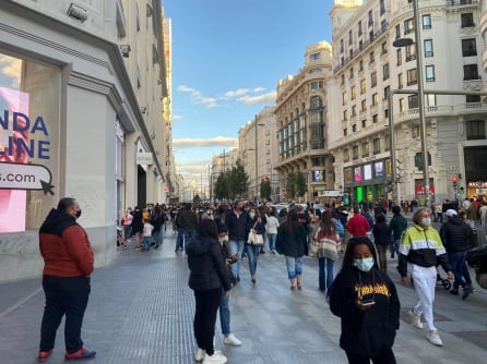 Foto de la Gran Vía a las 19:00 horas de hoy.