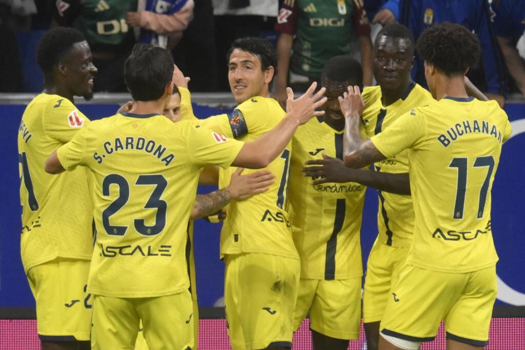 Los jugadores del Villarreal celebran el 0-1