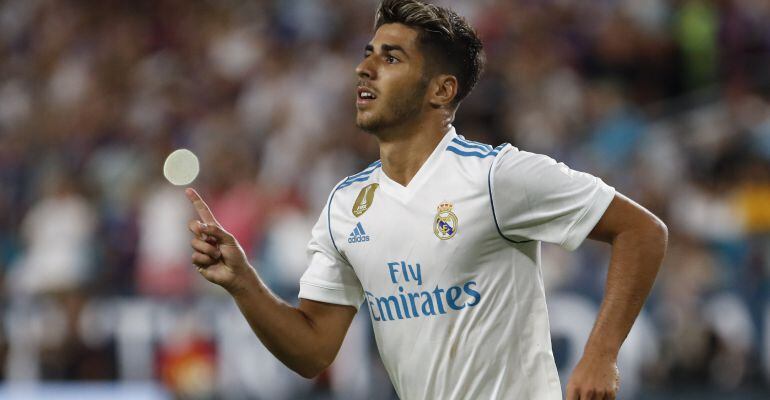 Marco Asensio celebra su gol en el Hard Rock Stadium