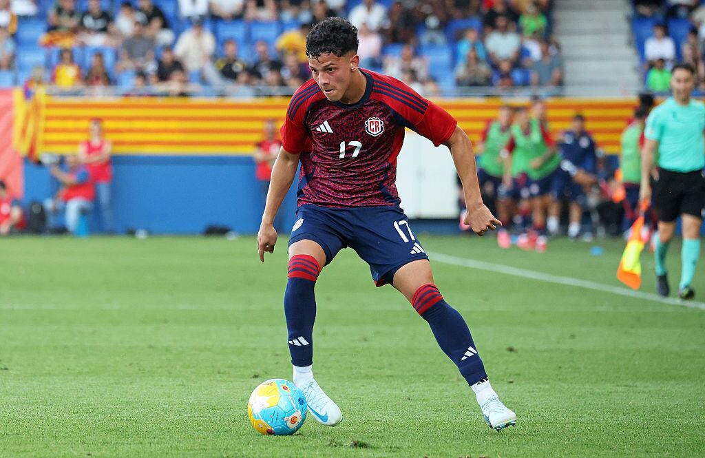 Warren Madrigal plays during the friendly match between Catalonia and Costa Rica at the Johan Cruyff Stadium in Barcelona, Spain, on May 28, 2025. (Photo by Joan Valls/Urbanandsport/NurPhoto via Getty Images)