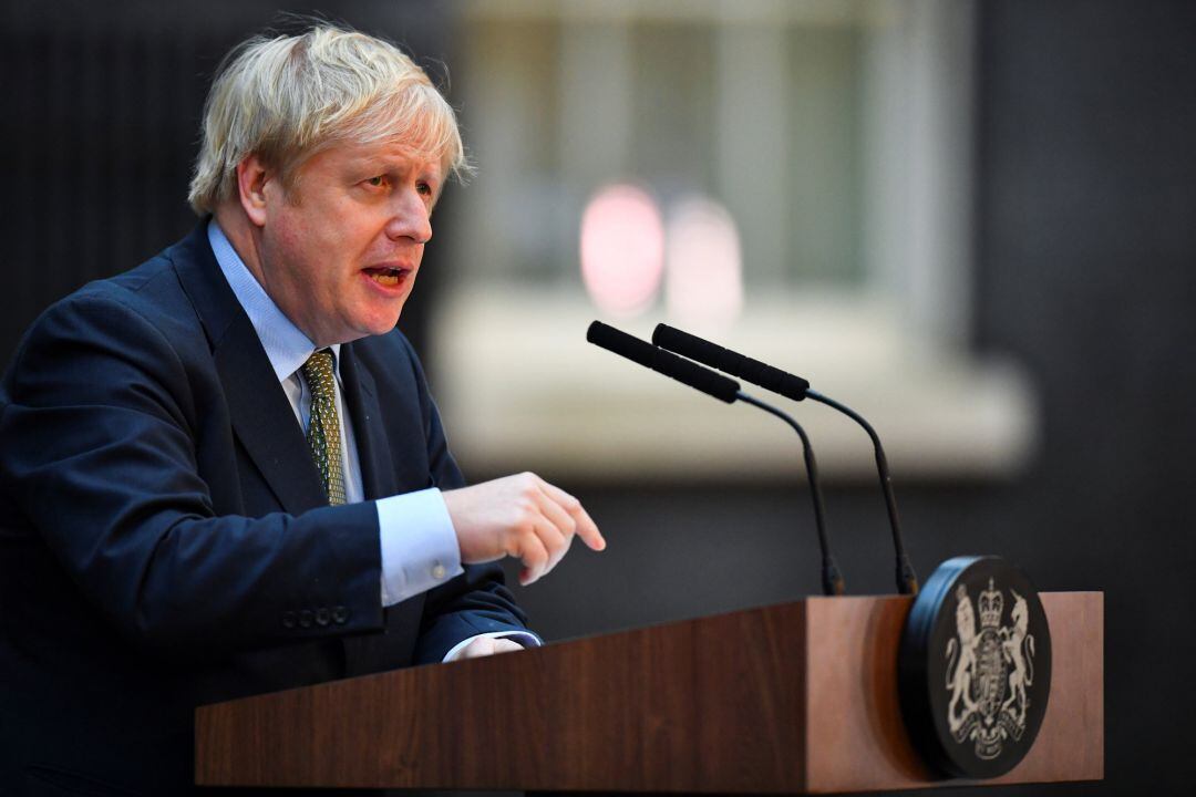 El primer ministro británico, Boris Johnson, en su discurso desde Downing Street