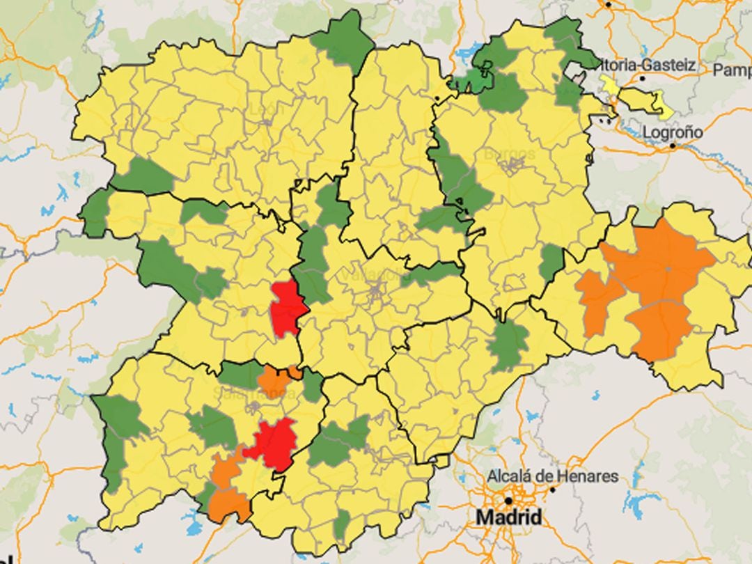 Toro junto a Alba de Tormes, las 2 básicas de salud coloreadas en rojo de toda la Castilla y León a causa del alto número de contagios