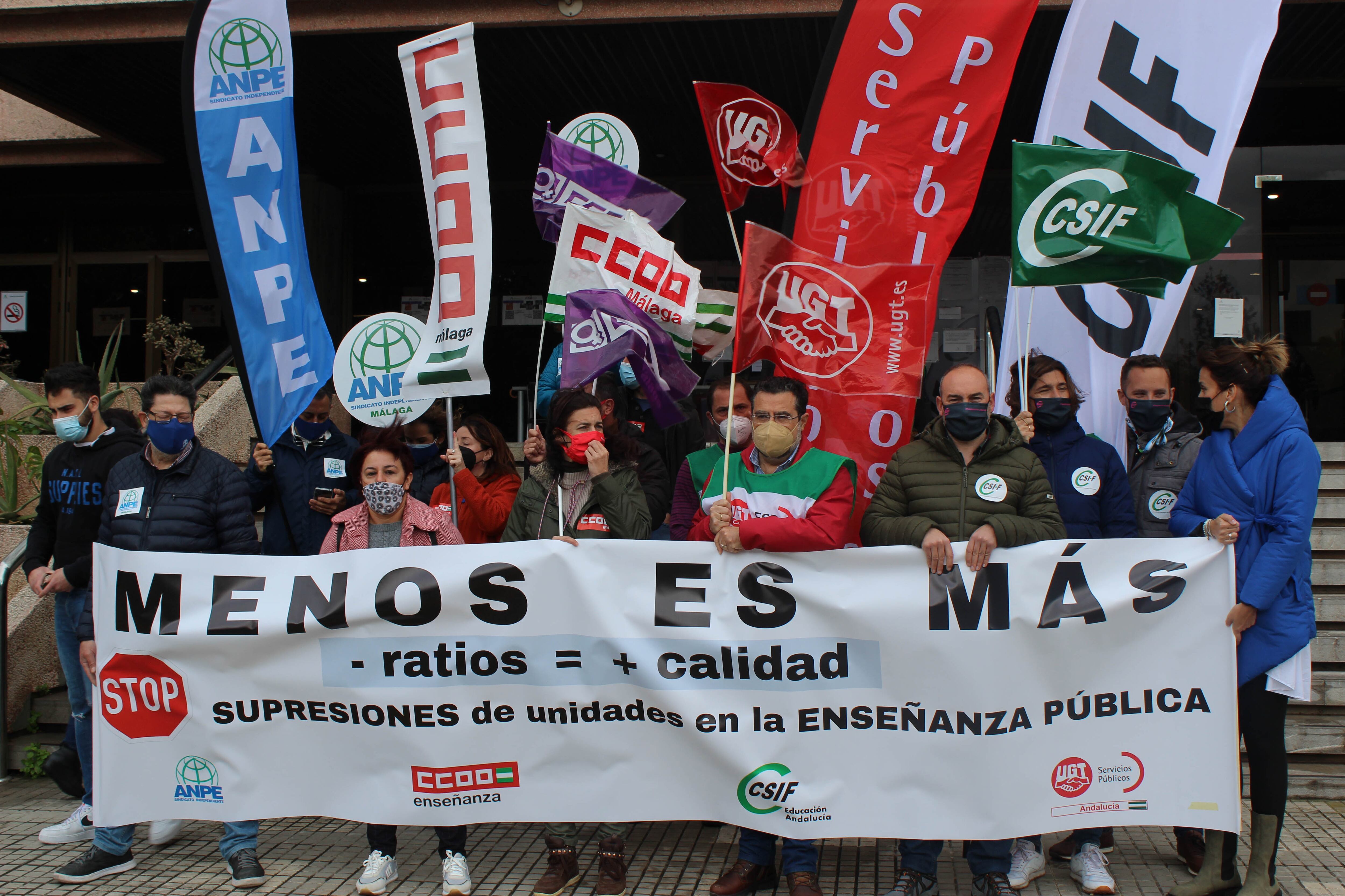 Protesta sindical este miércoles ante la sede de la Delegación de Educación en Málaga